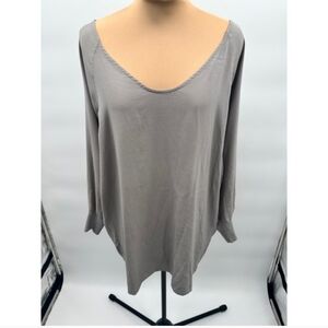 Vince Silk Tunic Top Blouse Gray Dolman Sleeve Size M Minimalist
